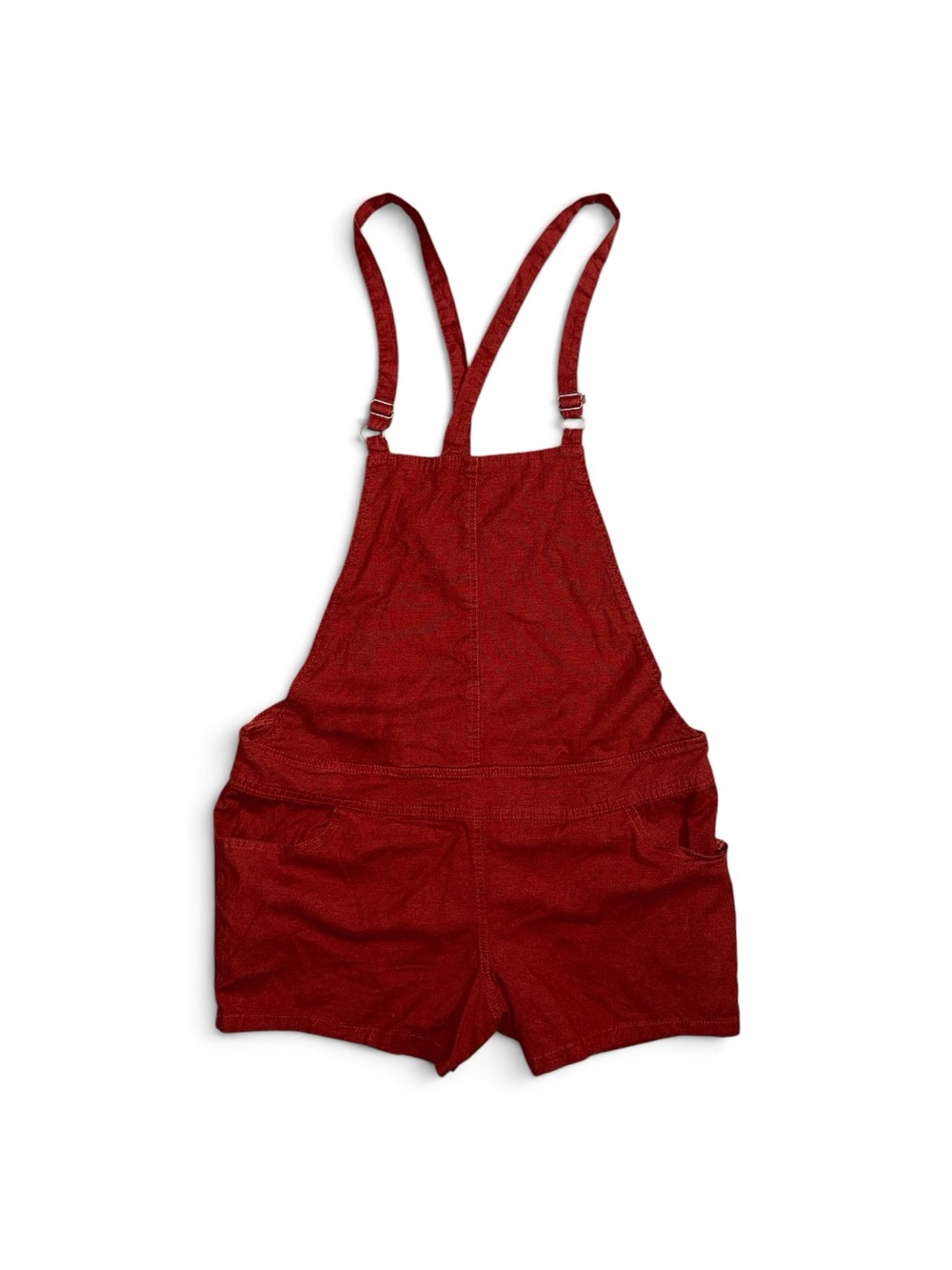 torrid 3.5 Linen Blend Stretch Shortfall Red Short Overalls